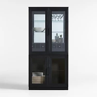 Calypso 36" Black Glass-Door Bar Cabinet