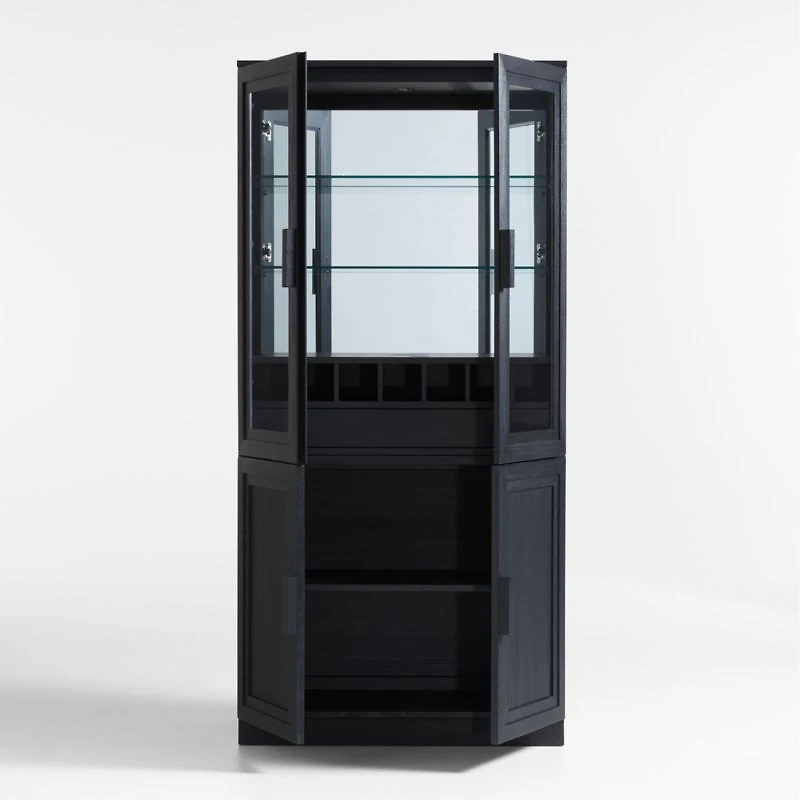 Calypso 36" Black Wood-Door Bar Cabinet