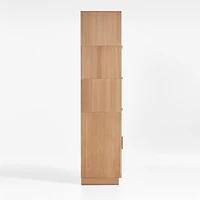 Calypso Natural Elm Wood Modular Storage Cabinet with Glass-Door Base and Glass Doors