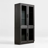 Calypso 36" Black Wood Storage Cabinet with Glass Doors