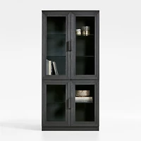 Calypso 36" Black Wood Storage Cabinet with Glass Doors
