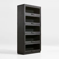 Calypso Black Elm Wood Single Glass-Door Modular Storage Components, Set of 5