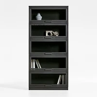Calypso Black Elm Wood Single Glass-Door Modular Storage Components, Set of 5