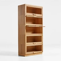 Calypso Natural Elm Wood Single Glass-Door Modular Storage Components, Set of 5