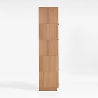 Calypso Natural Elm Wood Single Glass-Door Modular Storage Components, Set of 5