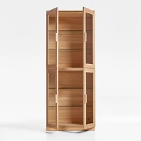 Calypso 36" Natural Wood Tall Storage Cabinet with Glass Doors