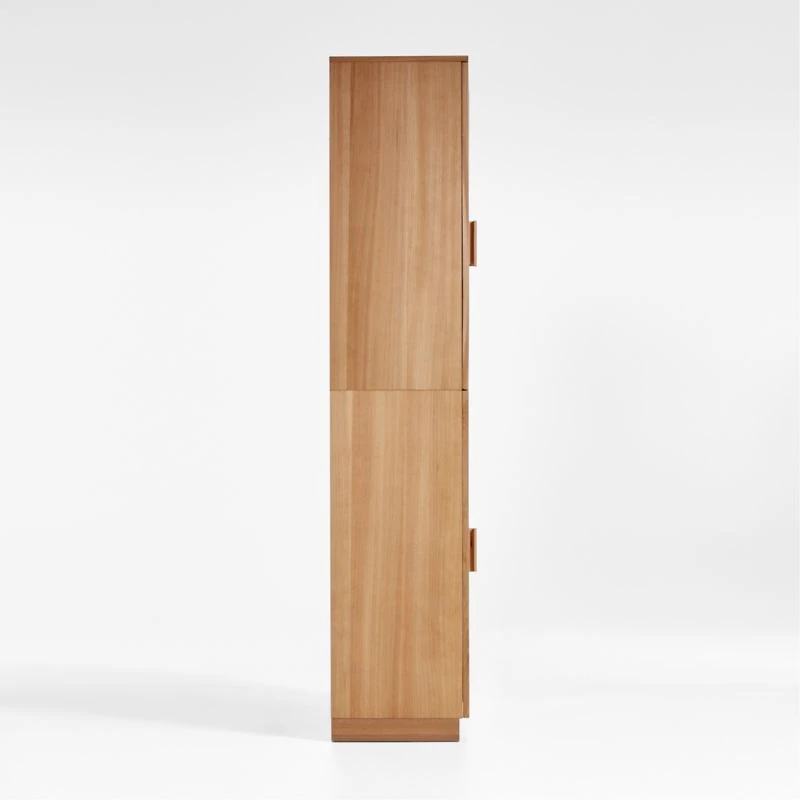 Calypso 36" Natural Wood Tall Storage Cabinet with Glass Doors