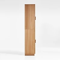 Calypso 36" Natural Wood Tall Storage Cabinet with Glass Doors