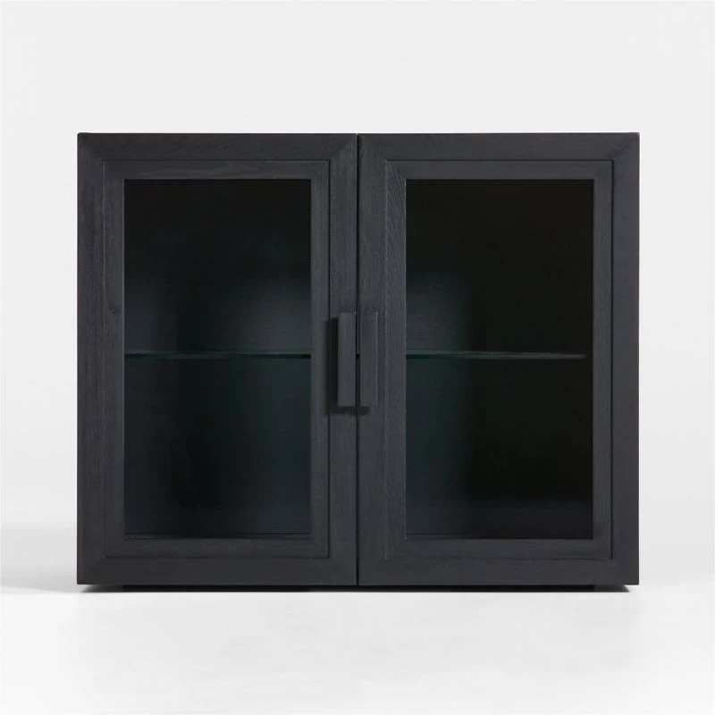 Calypso Black Wood Modular Glass Door Cabinet Base