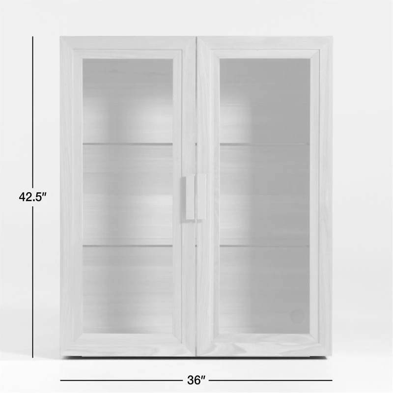 Calypso 36" Natural Wood Modular Glass Door Bookcase Hutch