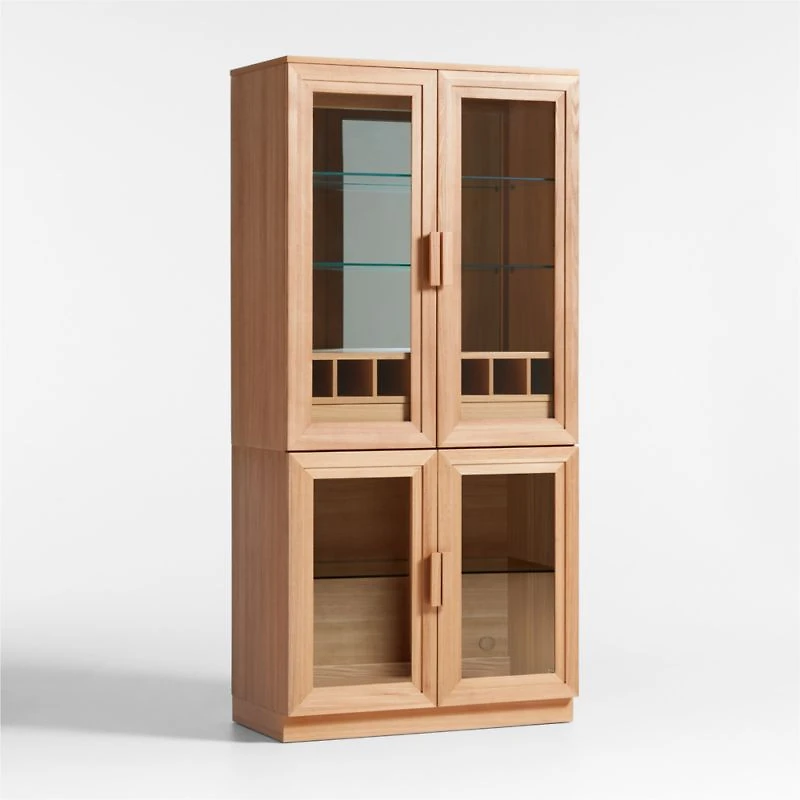 Calypso 36" Natural Glass-Door Bar Cabinet