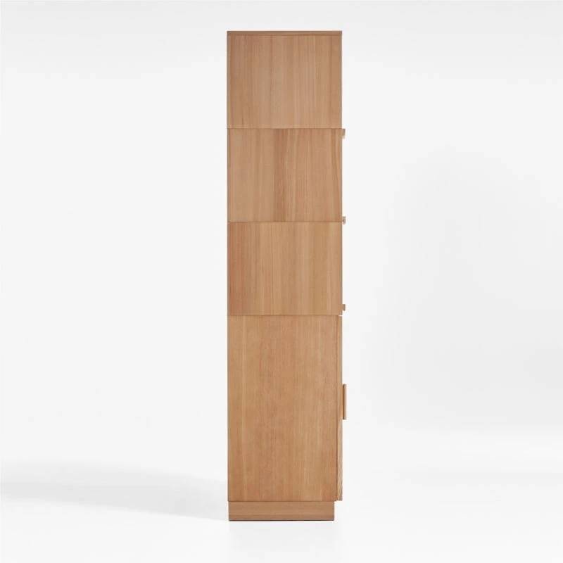Calypso Natural Elm Modular Storage Cabinet with Wood-Door Base and Glass Doors