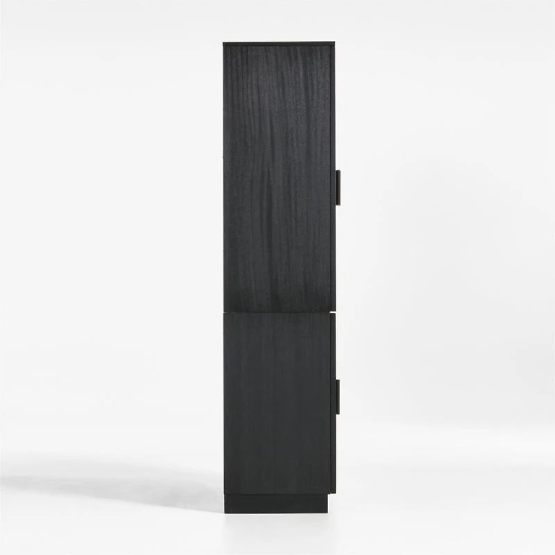 Calypso 36" Black Wood Storage Cabinet with Glass Doors