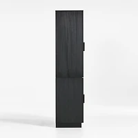 Calypso 36" Black Wood Storage Cabinet with Glass Doors