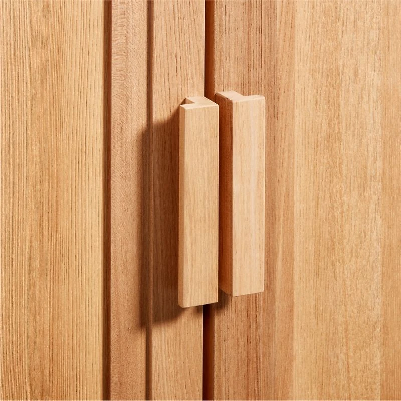 Calypso Natural Elm Modular Storage Cabinet with Wood-Door Base and Glass Doors