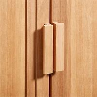 Calypso Natural Elm Modular Storage Cabinet with Wood-Door Base and Glass Doors
