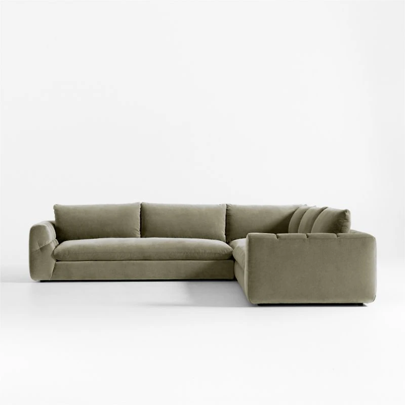Cambria Green Velvet 3-Piece Corner Sectional Sofa