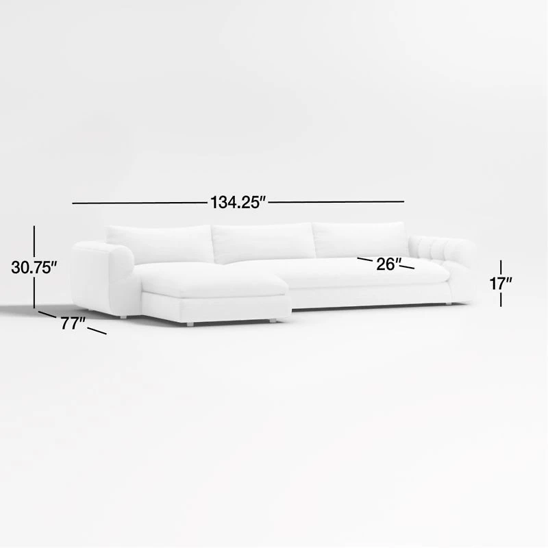 Cambria Bouclé 2-Piece Left-Arm Chaise Sectional Sofa