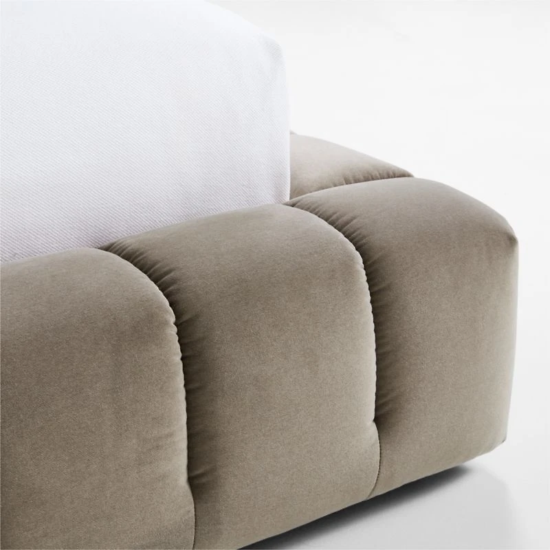 Cambria Warm Grey Velvet Tufted Upholstered Queen Bed
