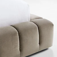 Cambria Warm Grey Velvet Tufted Upholstered Queen Bed