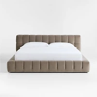 Cambria Warm Grey Velvet Tufted Upholstered Queen Bed