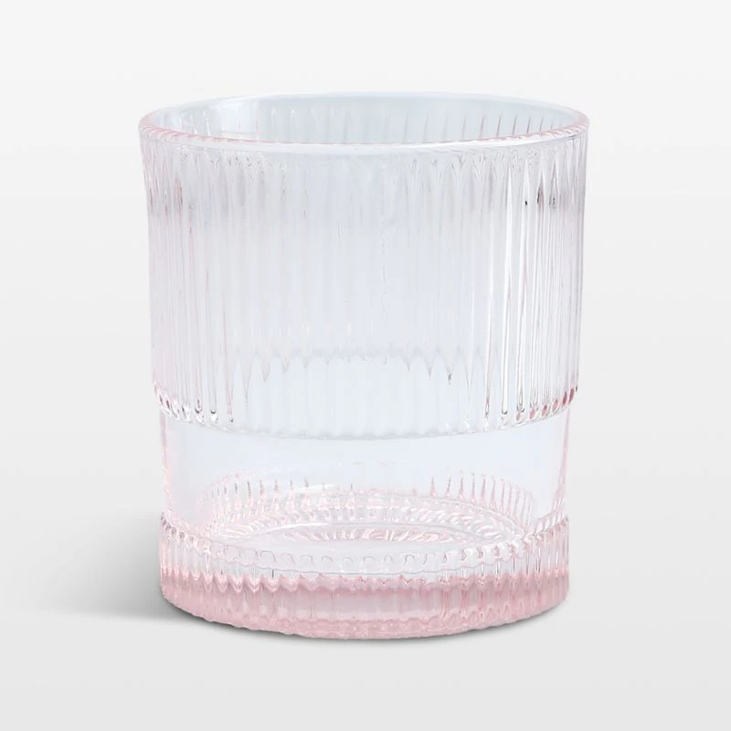 Camden 9.8-Oz. Pink Fluted Double Old-Fashioned Glass