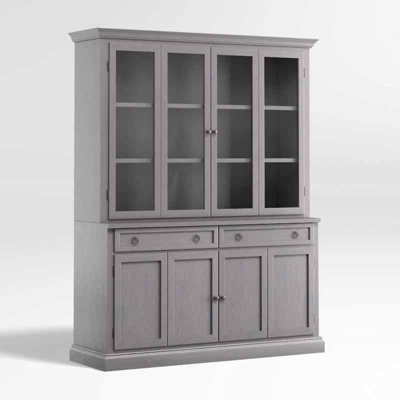 Cameo Dove Grey 2-Piece Entertainment Center with Wood and  Glass Doors