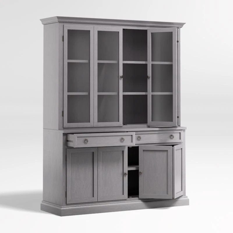 Cameo Dove Grey 2-Piece Entertainment Center with Wood and  Glass Doors
