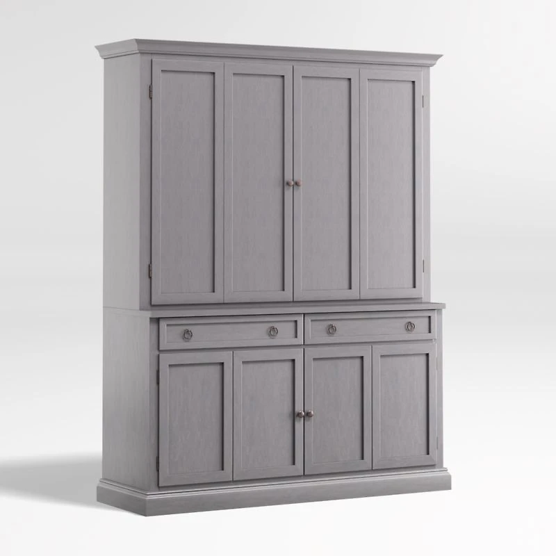 Cameo Dove Grey 2-Piece Entertainment Center with Wood Doors