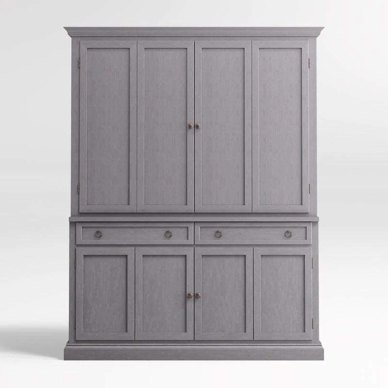 Cameo Dove Grey 2-Piece Entertainment Center with Wood Doors