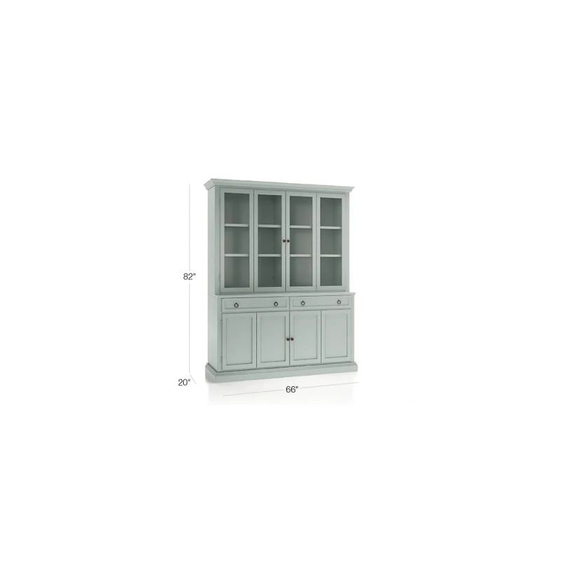 Cameo Blue Grey 2-Piece Entertainment Center with Wood and Glass Doors