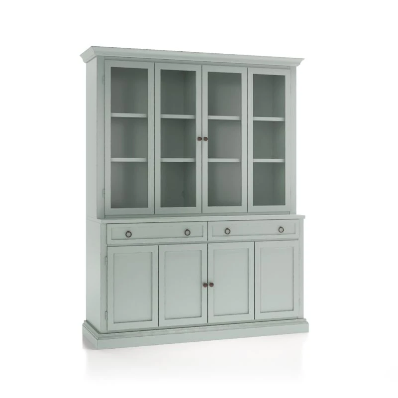 Cameo Blue Grey 2-Piece Entertainment Center with Wood and Glass Doors
