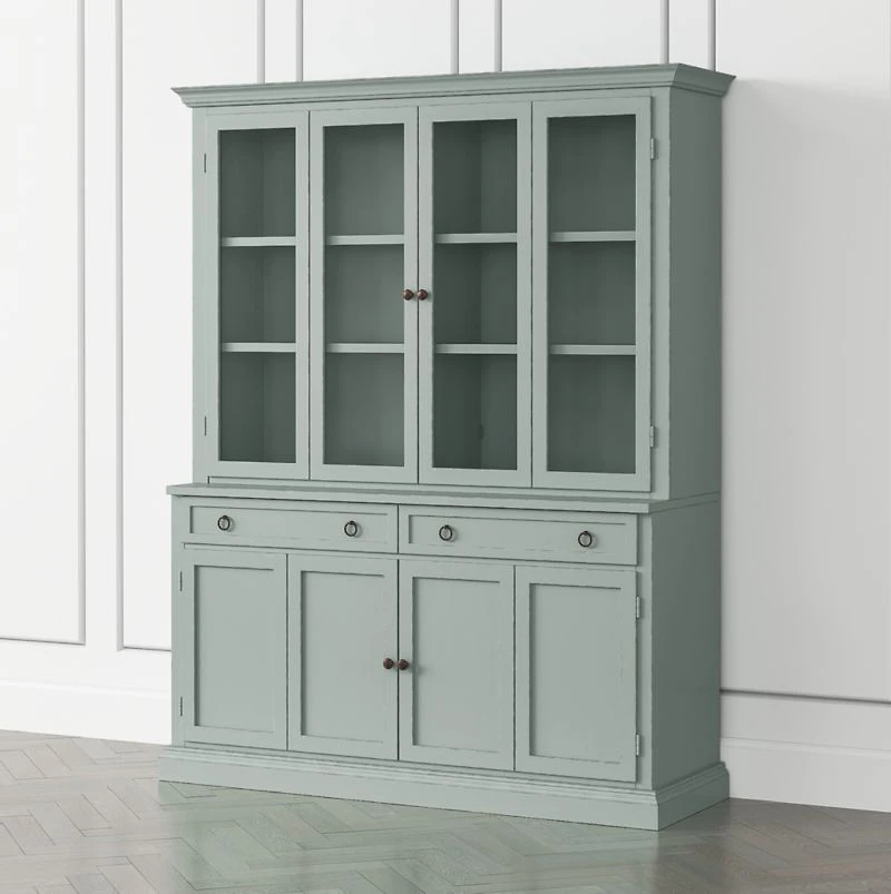 Cameo Blue Grey 2-Piece Entertainment Center with Wood and Glass Doors