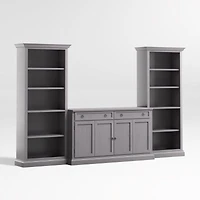 Cameo Dove Grey 3-Piece Entertainment Center with Open Bookcases