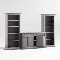 Cameo Dove Grey 3-Piece Entertainment Center with Open Bookcases