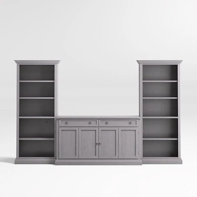 Cameo Dove Grey 3-Piece Entertainment Center with Open Bookcases