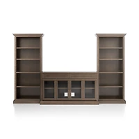 Cameo Pinot Lancaster 3-Piece Glass Door Entertainment Center with Open Bookcases