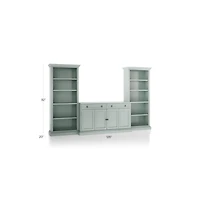 Cameo Blue Grey 3-Piece Entertainment Center with Open Bookcases