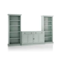 Cameo Blue Grey 3-Piece Entertainment Center with Open Bookcases