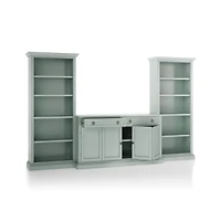 Cameo Blue Grey 3-Piece Entertainment Center with Open Bookcases