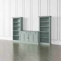 Cameo Blue Grey 3-Piece Entertainment Center with Open Bookcases