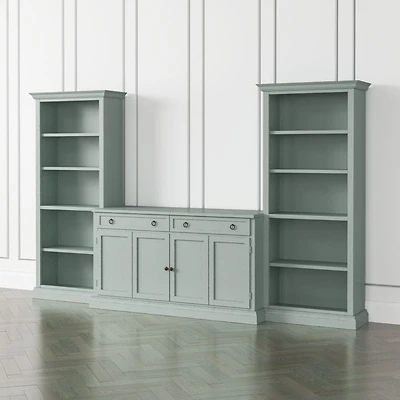 Cameo Blue Grey 3-Piece Entertainment Center with Open Bookcases