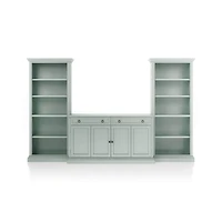 Cameo Blue Grey 3-Piece Entertainment Center with Open Bookcases