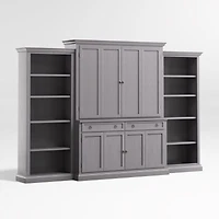 Cameo Dove Grey 4-Piece Entertainment Center with Open Bookcases
