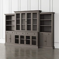 Cameo Grigio 4-Piece Glass Door Wall Unit with Storage Bookcase
