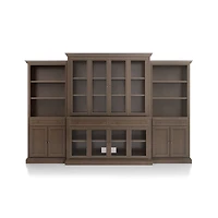 Cameo Pinot Lancaster 4-Piece Glass Door Wall Unit with Storage Bookcase