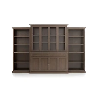 Cameo Pinot Lancaster 4-Piece Glass and Wood Door Wall Unit with Open Bookcases