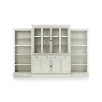 Cameo Vamelie 4-Piece Glass and Wood Door Wall Unit with Open Bookcases