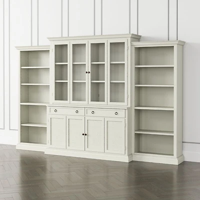 Cameo Vamelie 4-Piece Glass and Wood Door Wall Unit with Open Bookcases