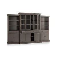Cameo Grigio 4-Piece Glass and Wood Door Wall Unit with Storage Bookcase